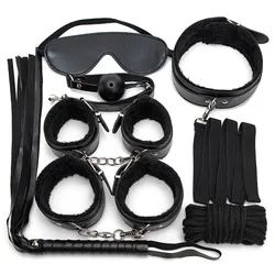 7 Piece Set Of BDSM Kits Sex Toys For Women Adults Games Bondage Handcuffs Sex Whip Mouth Gag