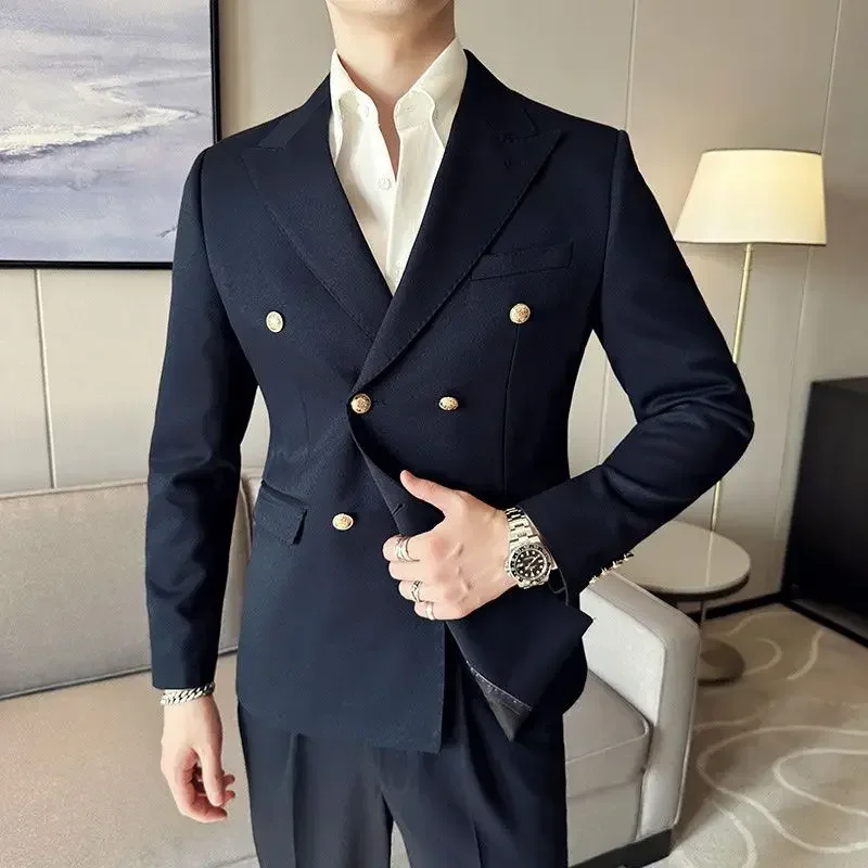 Cropped Thin Man Suits and Blazers Black Coats Jacket for Men Short Slim Fit Summer High Quality Korean Style Spring Clothes