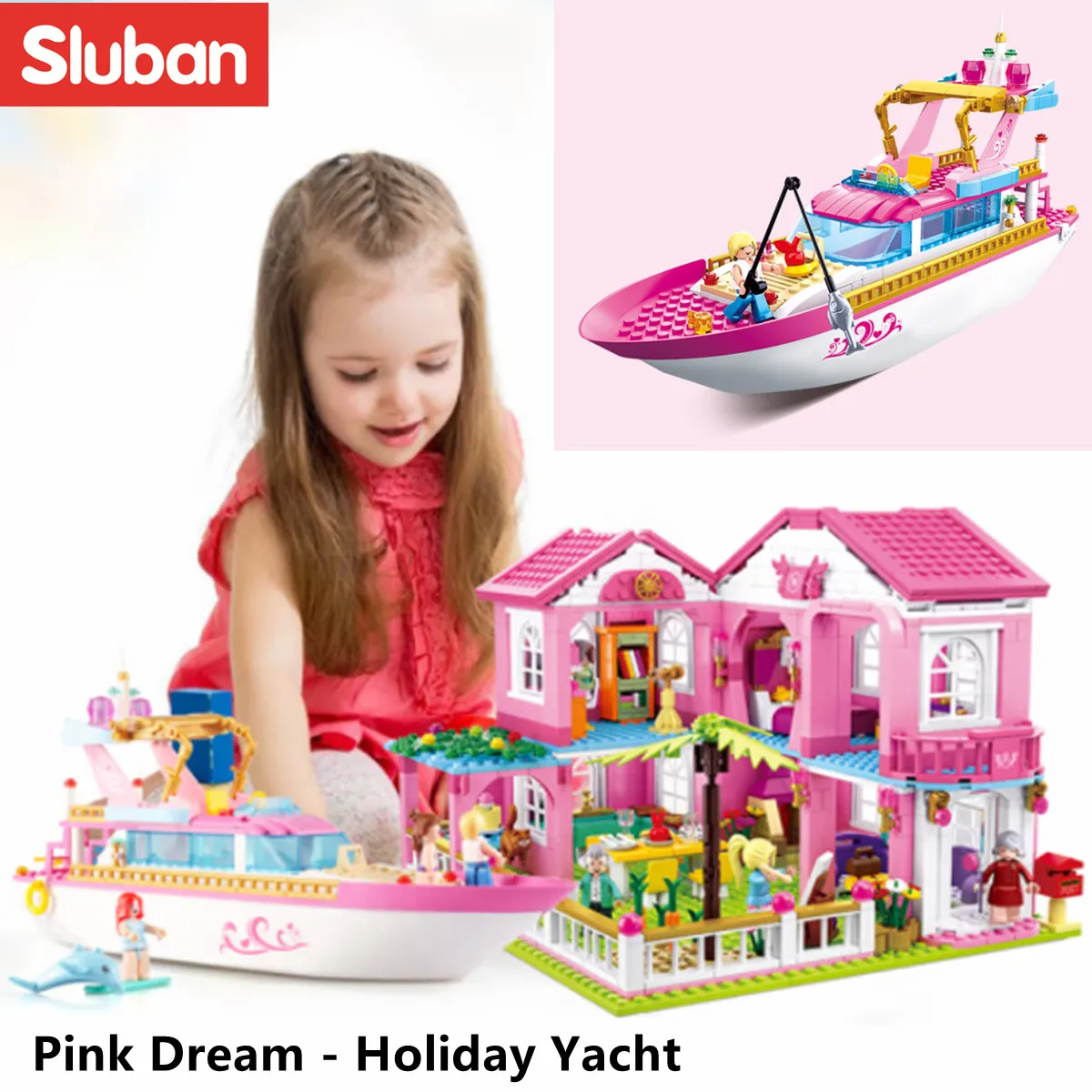 Sluban Building Block Toys Girls Dream Holiday Yacht 212PCS Bricks B0722 Friends Excursion Ship Fit With Leading Brands