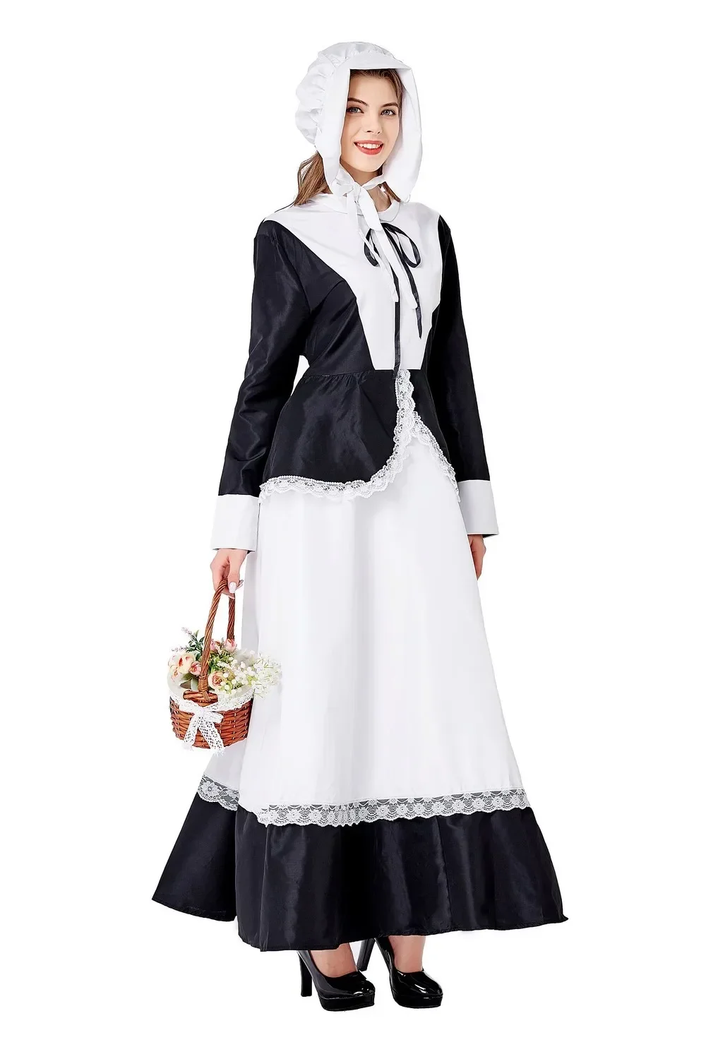 Women Lolita Dress Vintage Victorian Fashion Long Sleeves Sweet British Housekeeper Servant Prairie Cosplay Costumes For Party