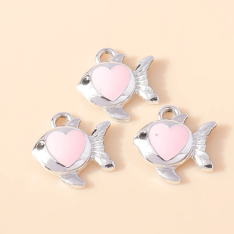 Leslie 10 Stück neue Cartoon bunte Herz Goldfisch Clown Fisch Charms Anhänger für Schlüsselanhänger Ohrringe DIY Schmuckherstellung Zubehör – Detail 12