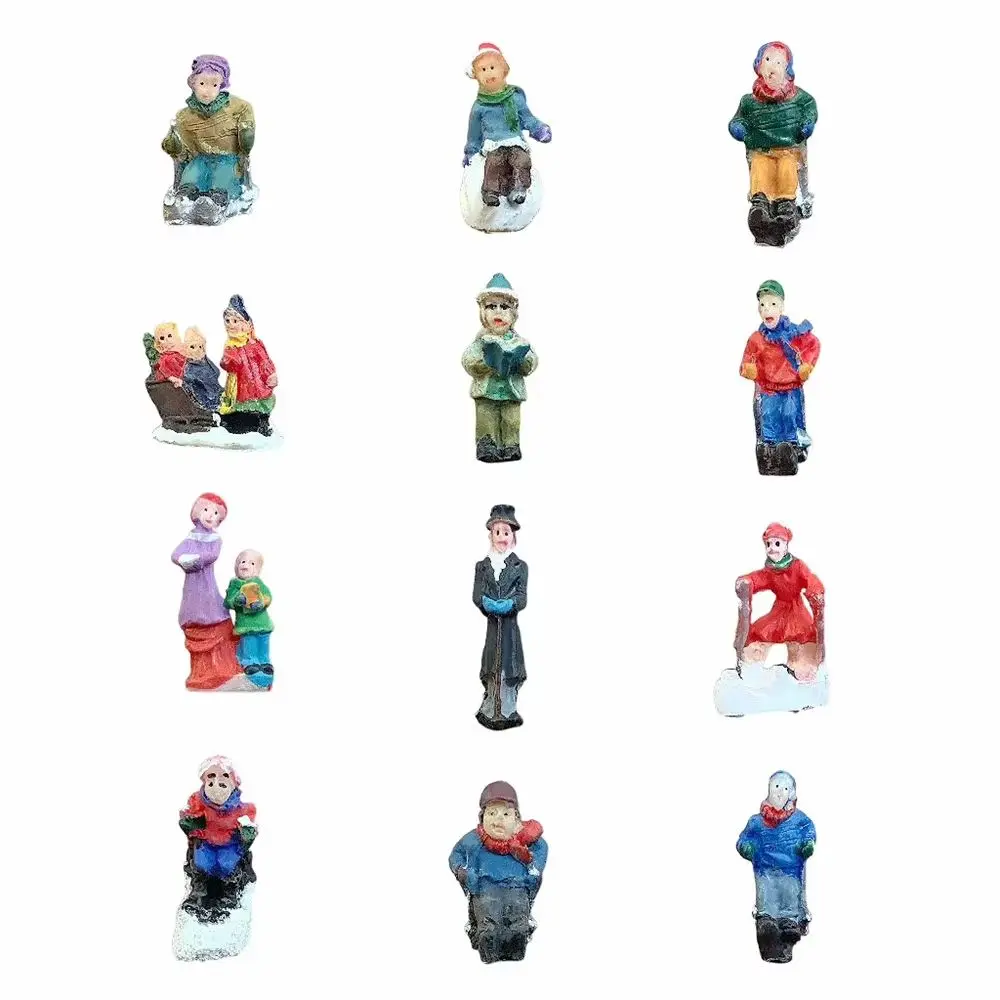 Natural Root Wood Christmas Mini Figure Diorama Ornament, Resin Winter Villager Desktop Decor, Rustic Xmas Home Souvenir Gift