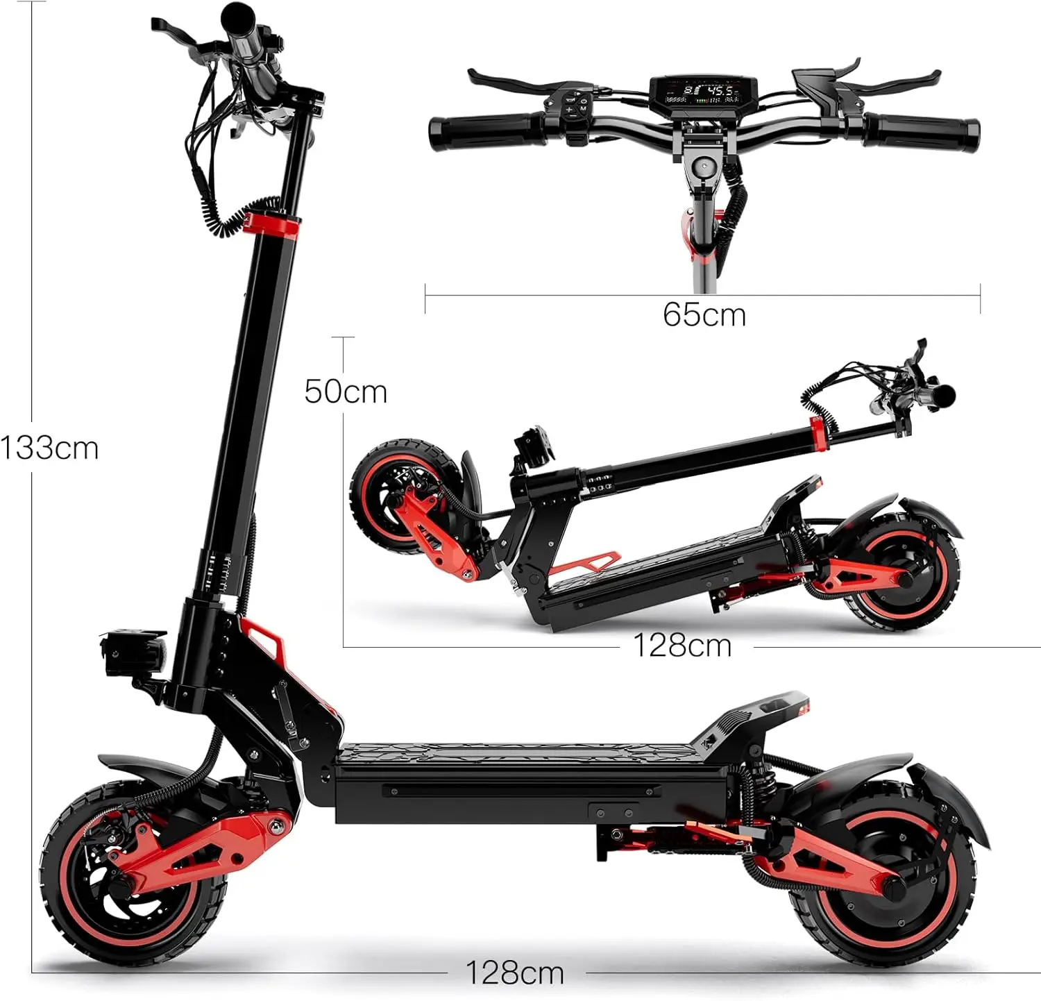 

1600W Motor Adult J15 Electric Scooter Top Speed 32MPH, 48V18AH, 11-inch Off-Road Tires Sport Folding eScooter For Commuting