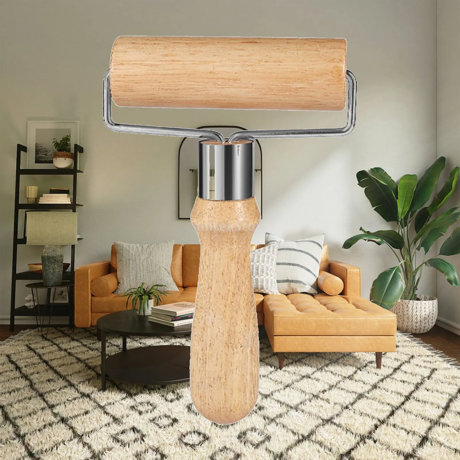 Wooden Rolling Pin Dough Manual Roller T Shape Kitchen Utensil Comfortable Handle for Dumpling Wrappers Fondant