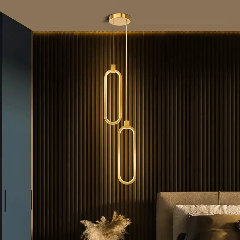 DAMIASMIL LED Pendant Light Modern Modeling Chandelier for Bedroom Living Room Background Black Gold Decor Circular Hanging Lamp
