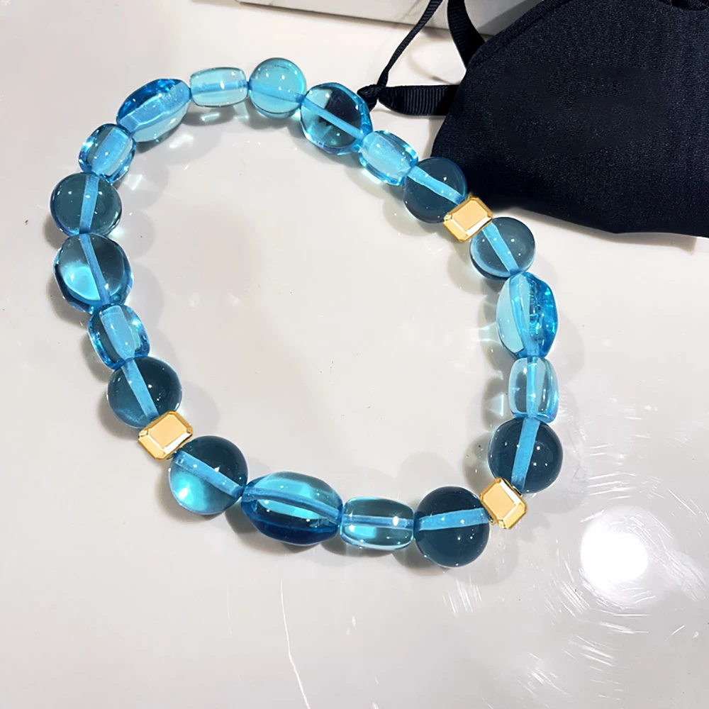 

Europe America Luxury Jewelry Crystal Blue Necklace Choker Women Famous Brand Fashion Hight Quality Birthday Party Gift