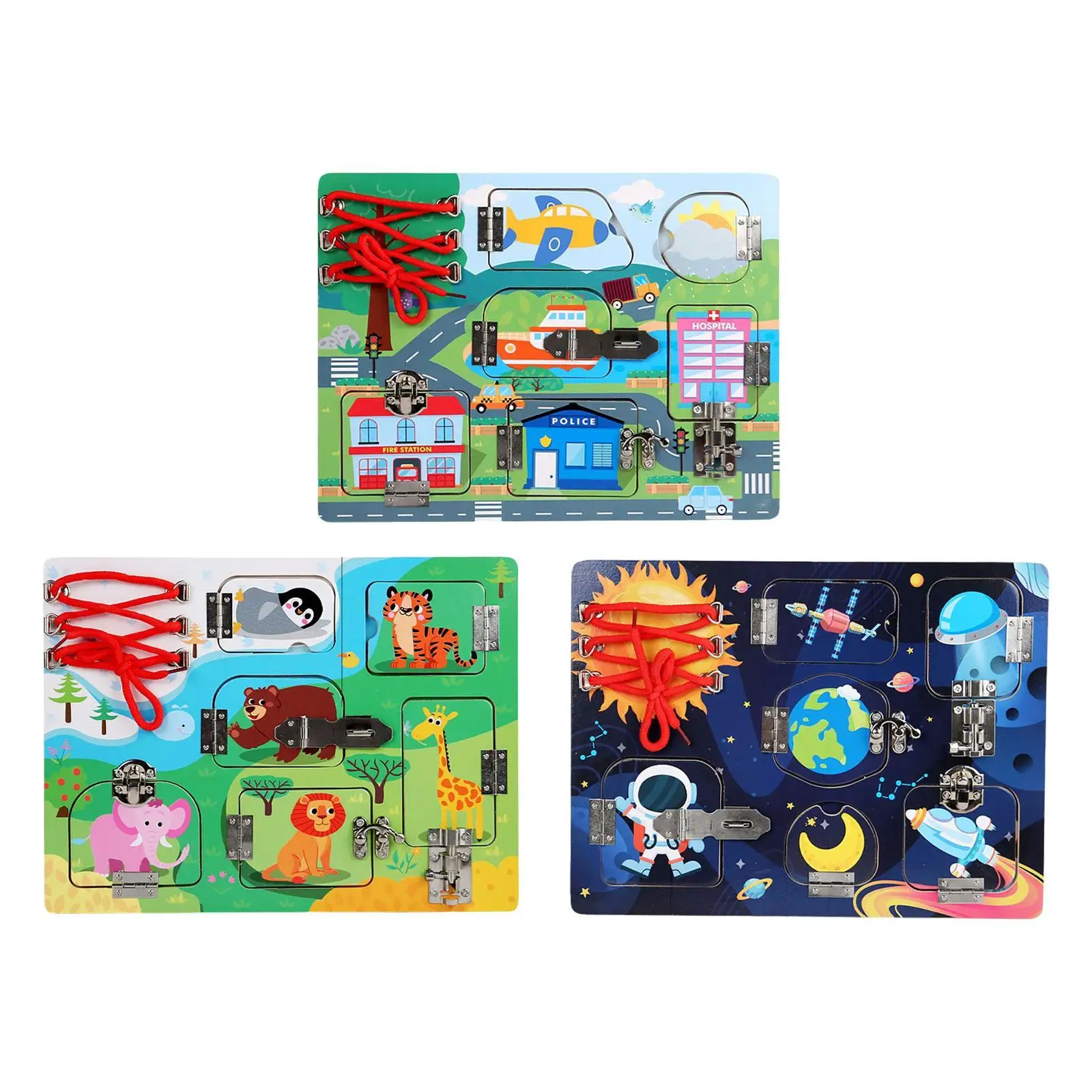 

Wood Busy Board Basic Skills Educational Learning Skill Toy for Boys Girls