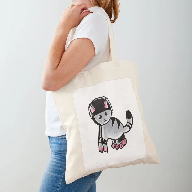 

Gray Roller Cat Tote Bag canvas bags shopping cart bags shopper bags cute tote bag