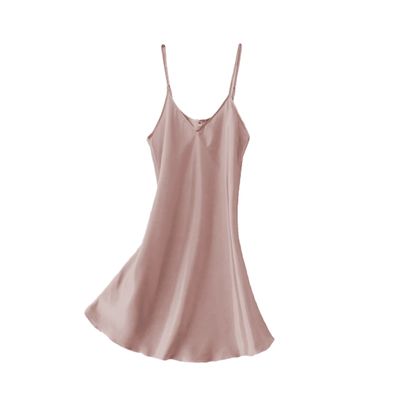 

M-2XL Sexy Suspender Nightdress Women's V-Neck Strap Nightgown Faux Silk Pajamas Ladies Ice Silk Thin Home Night Dresses