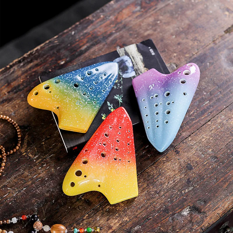 Ocarinas de Cerámica de 16 Orificios, Ocarina Triple Alto AC, Instrumentos Musicales Profesionales, Ofrece Ocarina de Tiempo para Principiantes y Adultos
