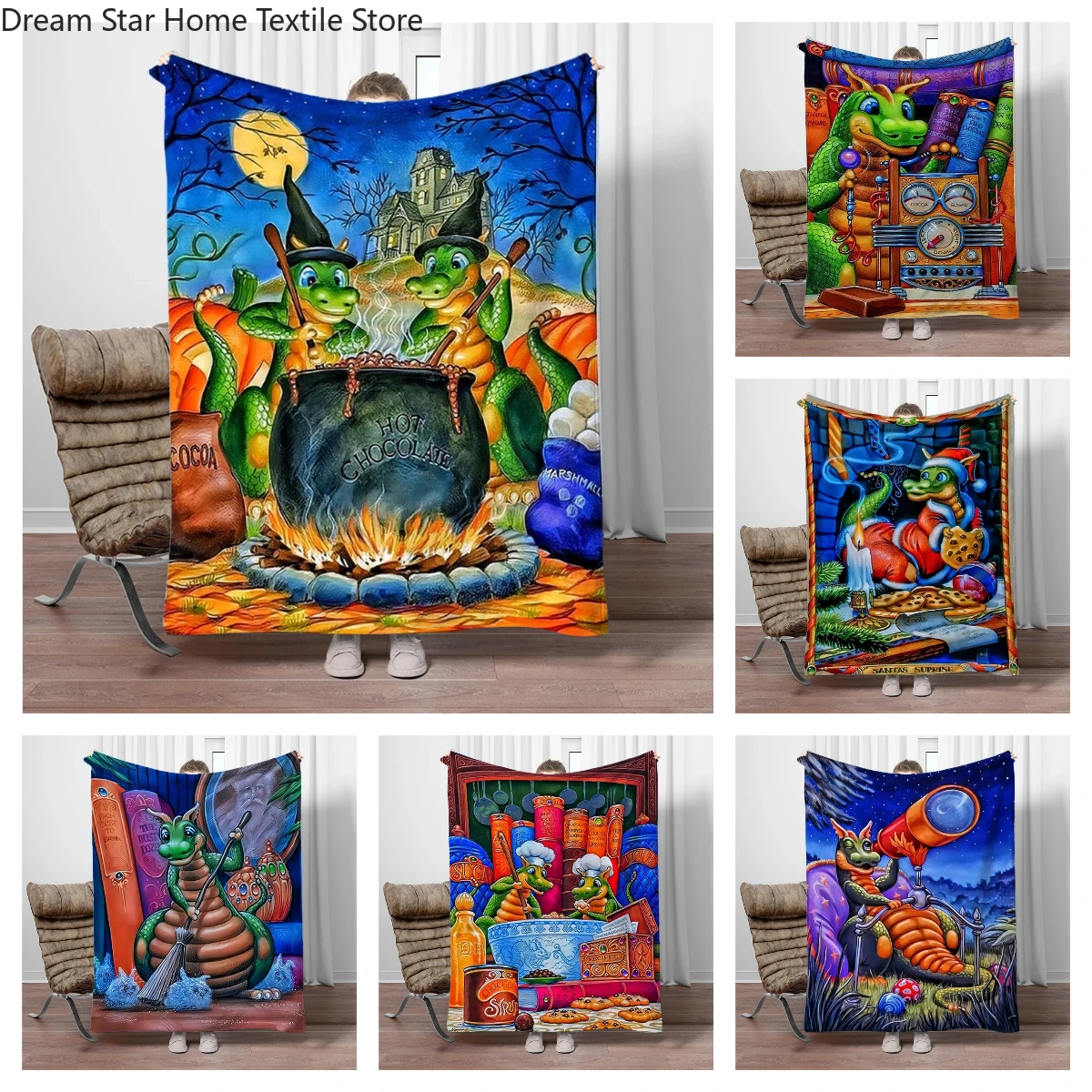 Cartoon Dragon Children Keep Warm Soft Flannel Blankets for Sofa Bed Office Cover Blanket Suitable for Birthday Souvenir Gifts