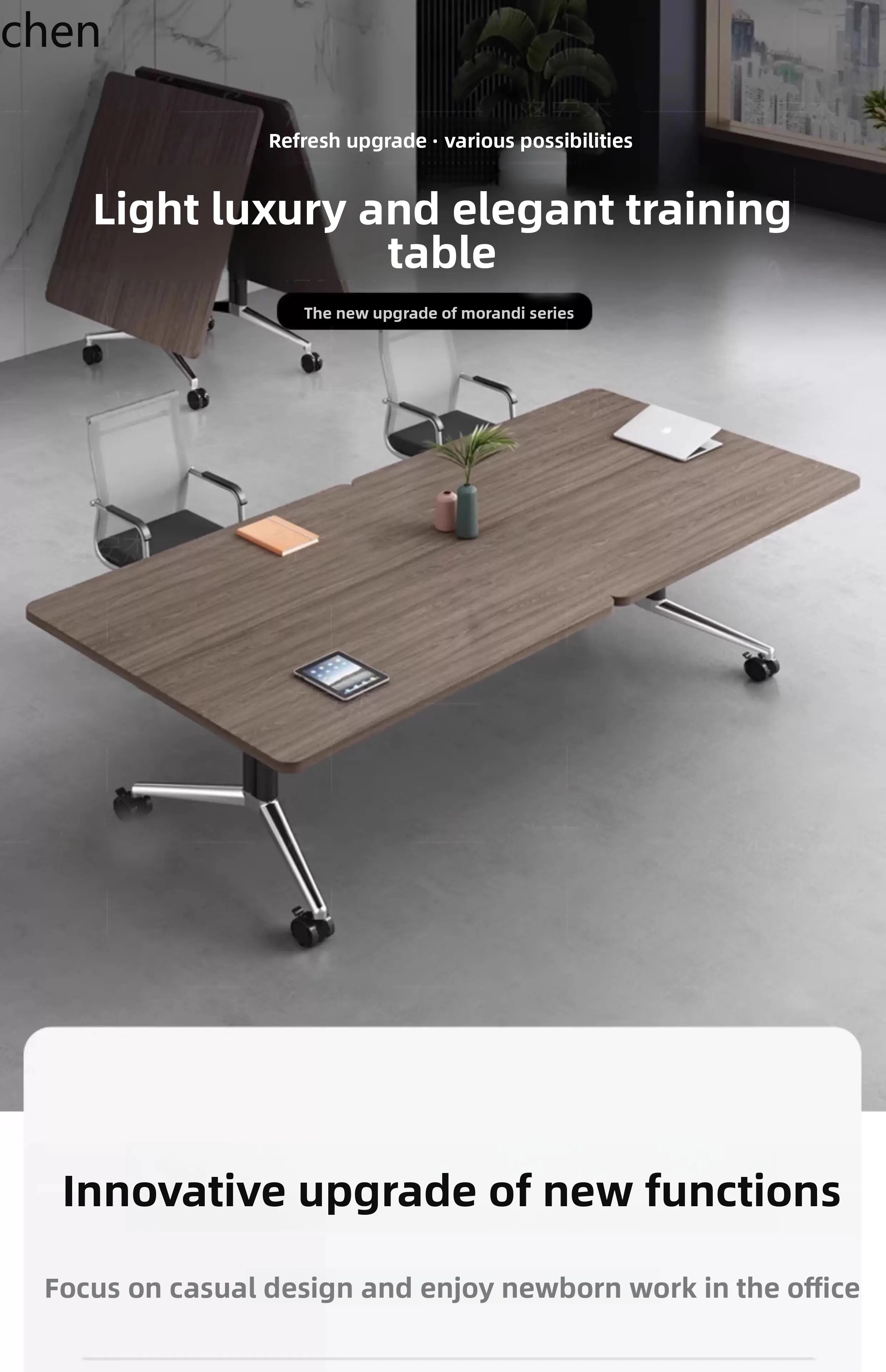 QZT folding conference desk movable long oval conference table splicing combination