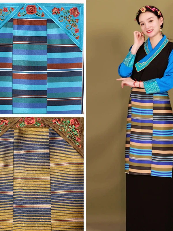 New Women's Tibetan Style Apron Skirt National Costume Half-length Long Dress Bhutanese Ethnic Fashion Chinese Production