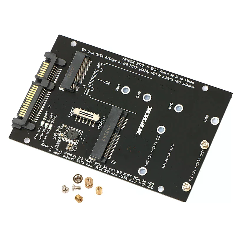 M.2 NGFF MSATA SSD to SATA 3.0 Adapter 2 in 1 Converter Card for PC Laptop