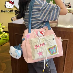 Sanrio Hello Kitty Cinnamoroll Cute Y2K Girl Handbag Japanese Style Niche Design One Shoulder Bag Large Capacity Travel Tote Bag