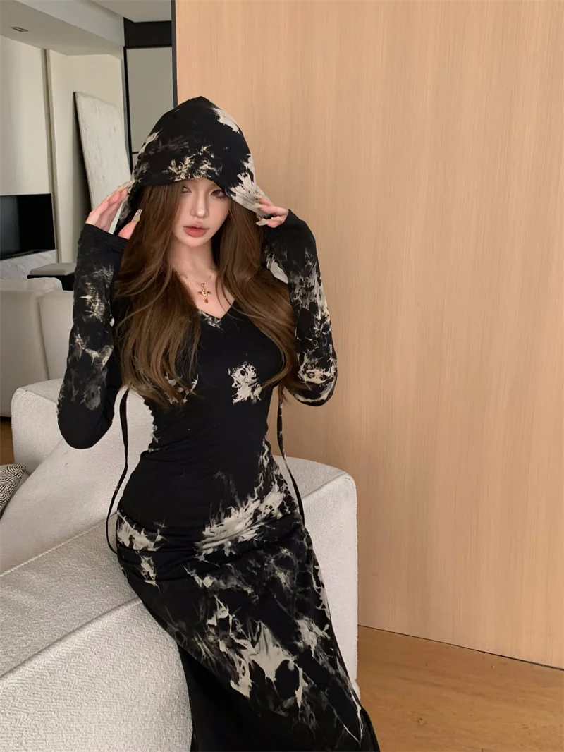 Sexy Desert Wasteland Sle Halloween Kostuum Dr Bodycon Midi Rok Hoge Taille Katoen Lange Sve V-Ne Print A-lijn Dr