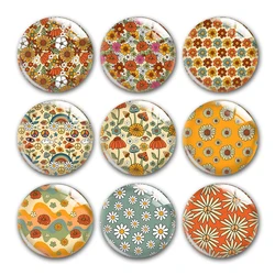 Autumn Flower Eyes Round Photo Glass Cabochon Demo Flat Back For DIY Jewelry Making Finding Supplies Snap Button Accessories