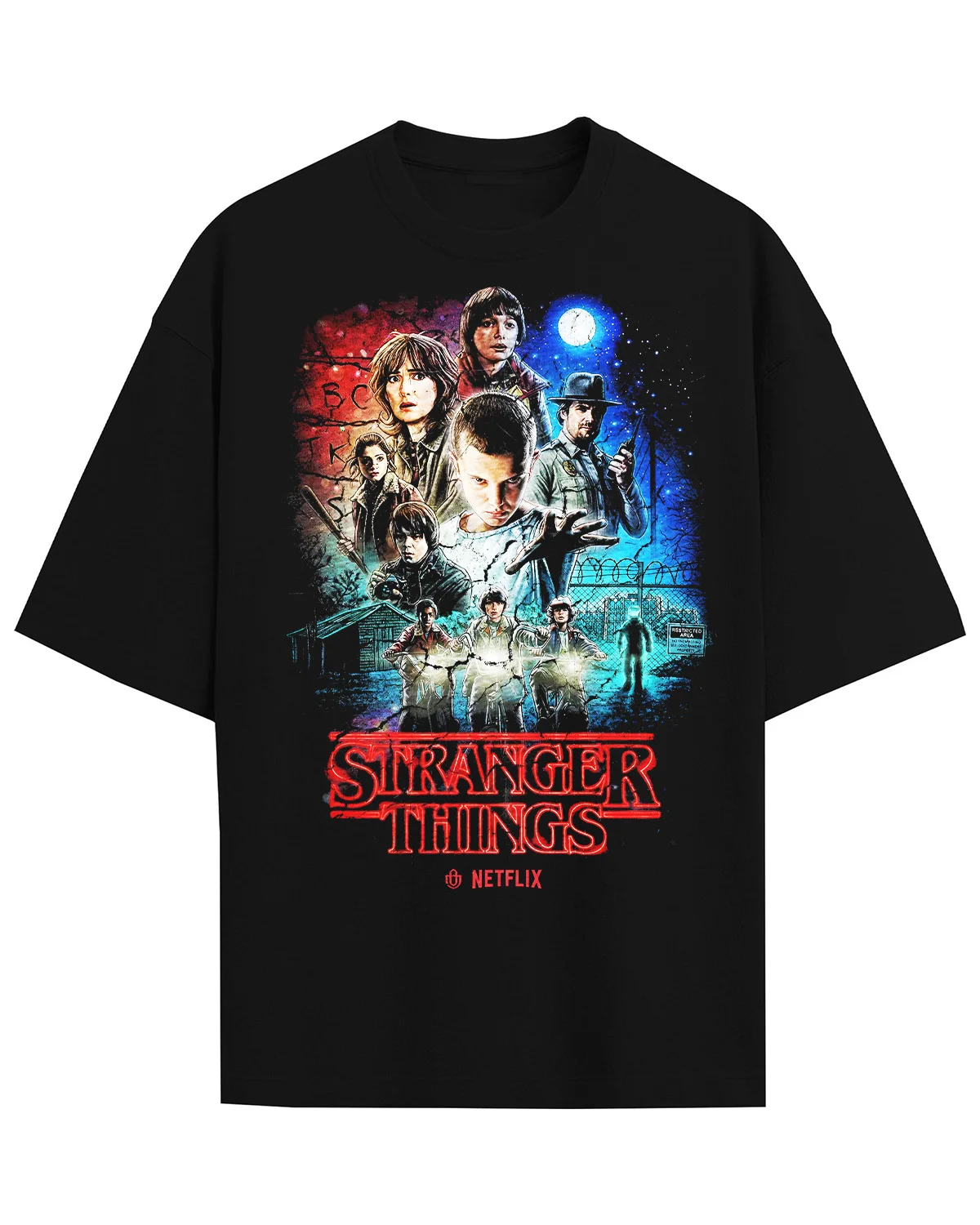 Stranger Things Vintage-Filmplakat, grafisches T-Shirt, Retro-TV-Show-Charaktere, bedruckt, für Männer, Frauen und Kinder, Freizeit-Tops für Fans. – Detail 3