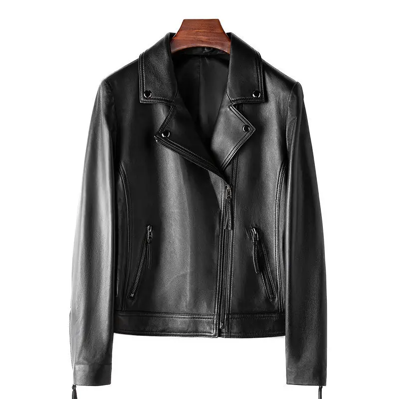 Small amount of clothing 2024 spring new genuine leather sheepskin jacket Haining motorcycle style single leather jacket for