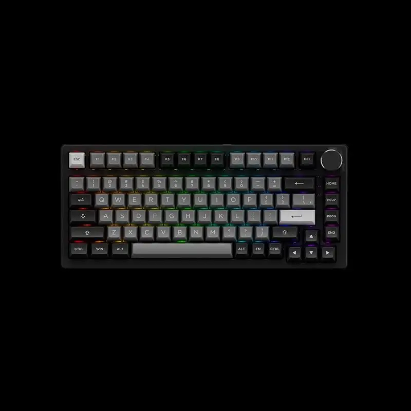 2025 New PC75B Plus Black&Silver 75% Hot Swappable Triple Modes RGB Mechanical Gaming Keyboard 2.4GHz Wireless USB Type-C