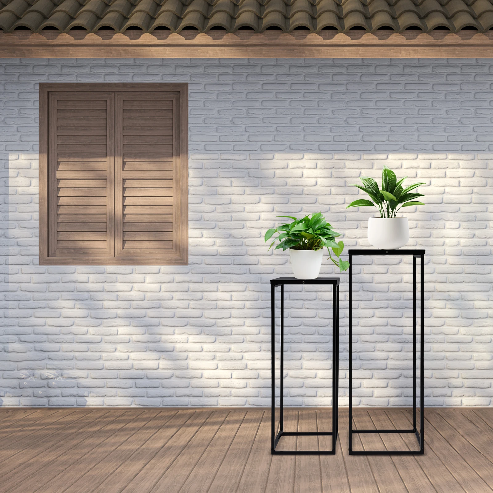 

2-Piece Metal Plant Shelves, 2kg Weight Light Weight,Smaller Stand(8.66*8.66*23.62inch) & Bigger Stand(9.84*9.84*27.55inch)