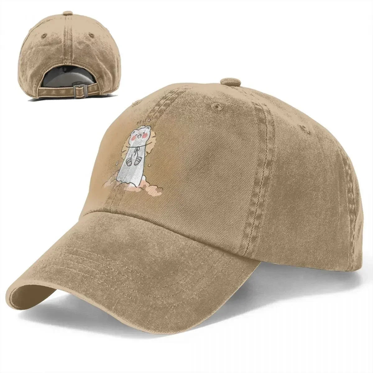 TGCF Cat Cute Hello Sticker Baseball Caps Men Women Distressed Cotton Snapback Hat Anime Running Golf Unstructured Soft Hats Cap