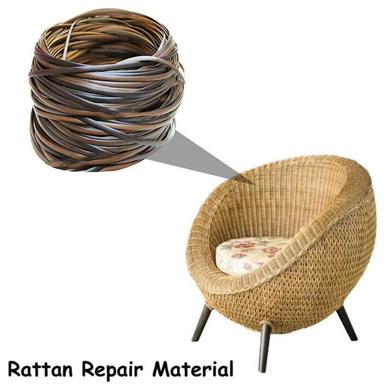 4X Coffee Gradient Flat Synthetic Rattan Weaving Material Plastic Rattan For Knit And Repair Chair Table Storage Basket