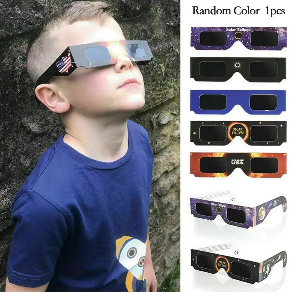 3D ringförmige Sonnen clips Papier Sonnen finsternis Brille zufällige Farbe Gesamt beobachtung Sonnen finsternis Außen brille Sonnen finsternis Brille