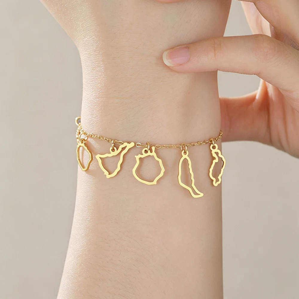 Canary Islands Charms Bracelet Spain Islas Canarias Map Outline Pendant Jewelry Tenerife Gran Canaria Fuerteventura Lanzarote