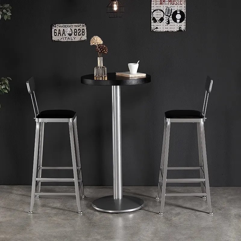 Industrial Style Bar Counter, Wrought Iron High Chairs, Simple Modern Home Backrest High Bar Chairs, Tables And Chairs