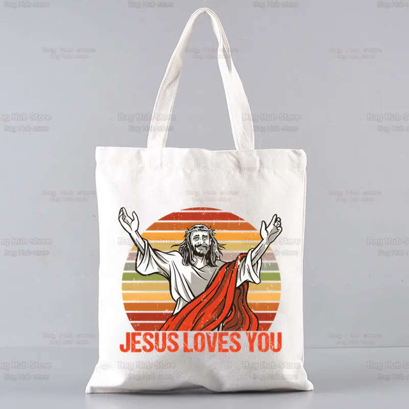 Jesus Ik Zag Dat Shopper Bedrukte Kawaii Tas Harajuku Vrouwen Boodschappentas Canvas Shopper Tas Handtas Draagtas Schouder Dame Tas