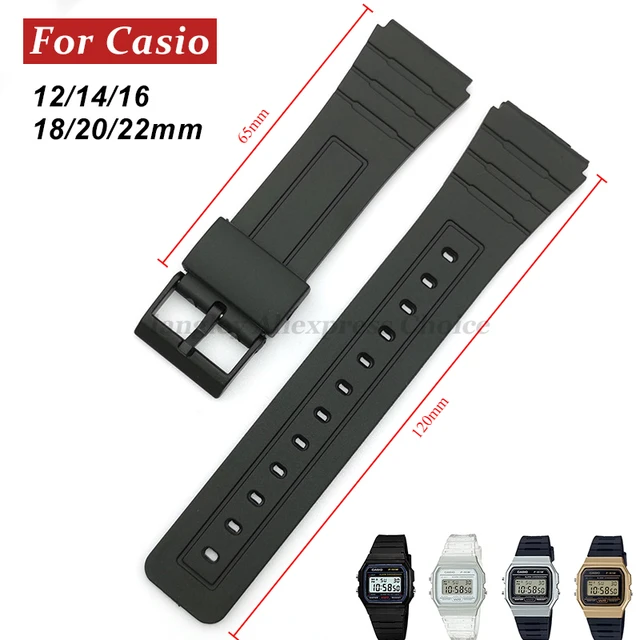 12/14/16/18/20/22mm pasek z gumy silikonowej do Casio W800H A158/168 AE1200/1300 pasek do zegarka do bransoletki SGW400 F91W F84 F105/108