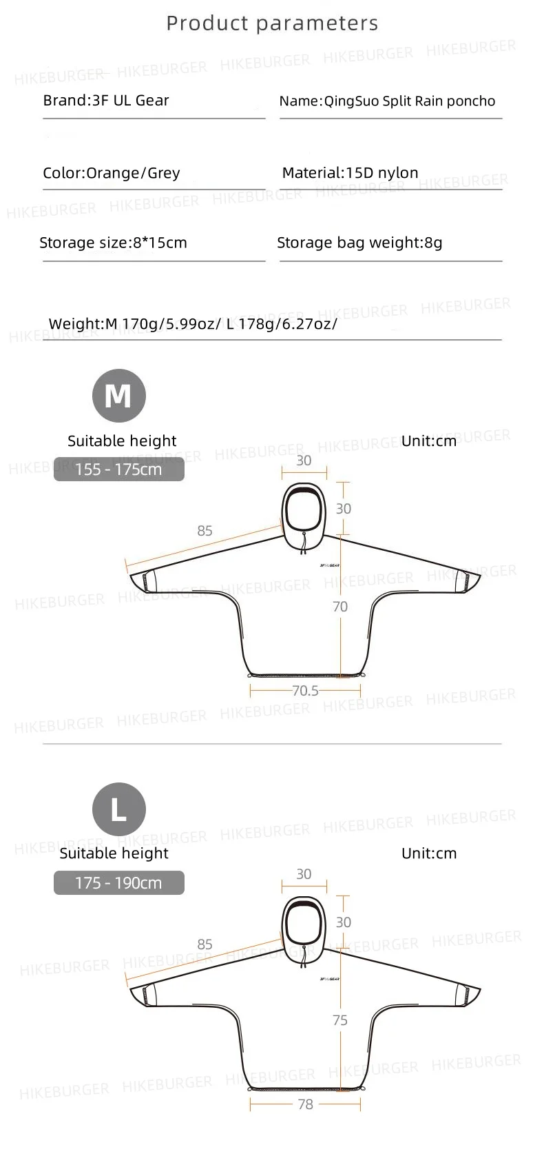 3F UL GEAR Qingsuo Regenjacke Outdoor Ultraleichter Regenponcho mit Reißverschluss Wander-Regenmantel Wasserdicht für Reisen und Bergsteigen – Detail 2