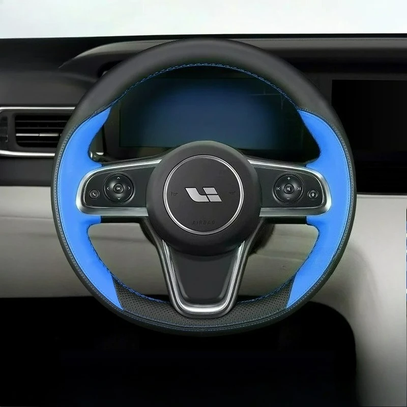 Hand-stitched renovation ultra-thin Non-slip wear-resistant black Tianqing leather steering wheel cover For ideal one 2021