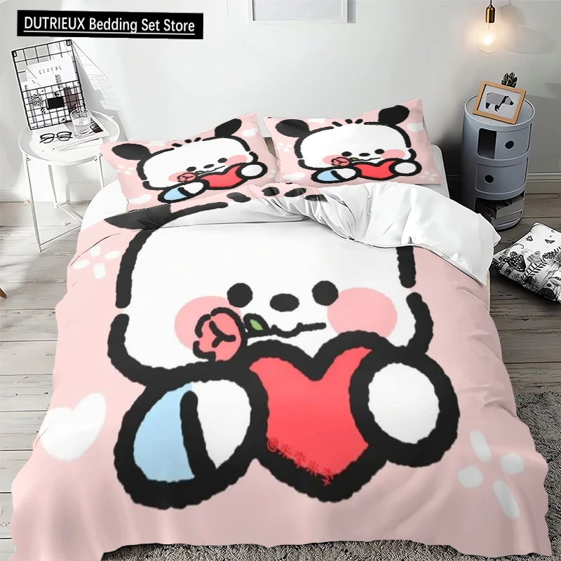 

Pochacco Duvet Set 2 Piece/3 Piece Bedding Set Duvet Cover Pillow Case Full Size King Fit Single Bed Double Bed Kids Gift