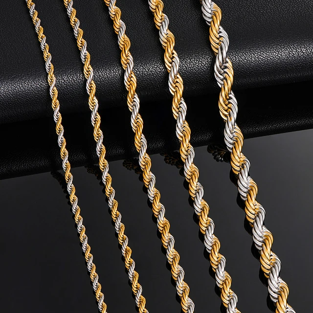 Walmart Men Gold Chain men s Stainless Steel Twisted Rope Chain Necklace 16 30 Inches