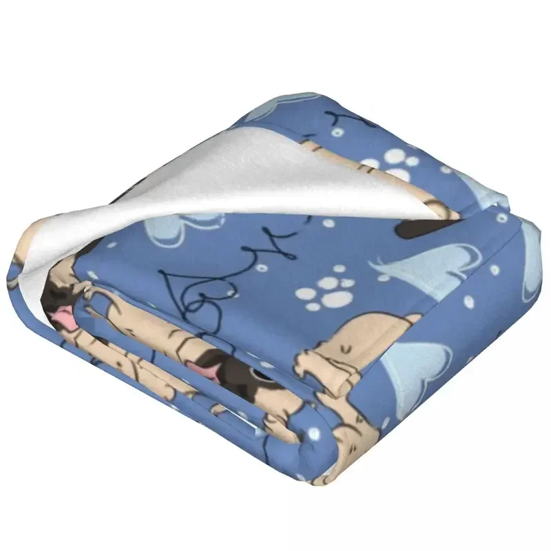 Pug dog flange blanket animal for living room warm soft throw blanket camping printed bed cover sofa bed