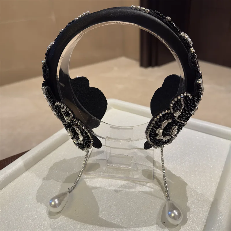 Luxury Crystal Headbands For Women Wedding Hair Accessories Rhinestone Bridal Hairband Prom Party Headband Hair Hoop Black White image 4