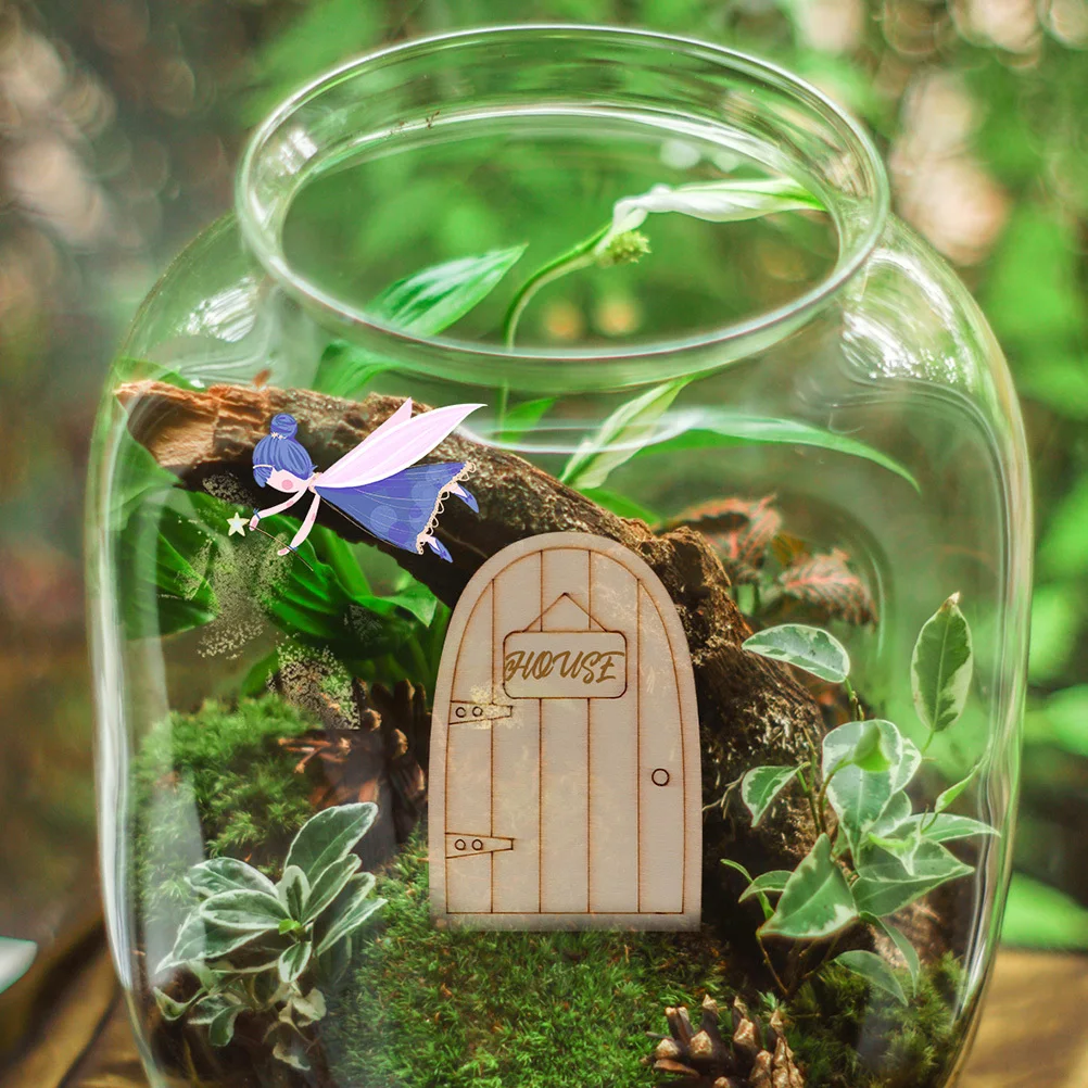 

10Pcs Wooden Fairy Door Ornament Craft Decoration Mini Garden Party Decor Fairy Door Ornament Wooden Home Decoration