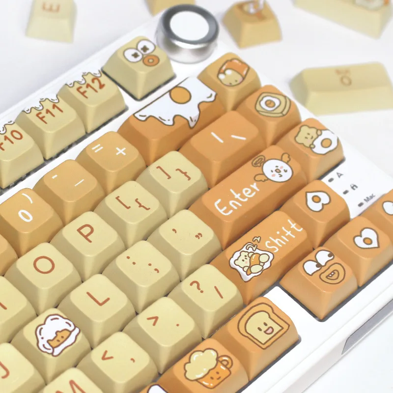Keycap Tinggi XDA Tema Telur Rebus Keycap Mekanis Pria dan Wanita Kuning Muda Lucu