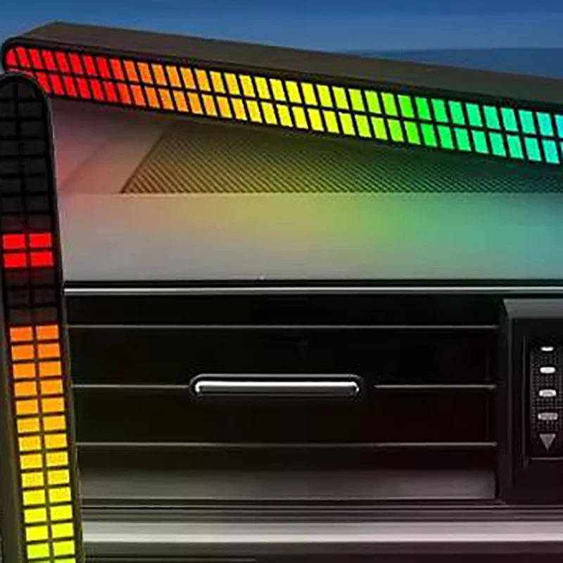 

30CM Double-row 64bit RGB PickUp LED Bar Rechargeable Magnetic Install Music Rhythm Light Car Atmosphere Lighting Desktop Light