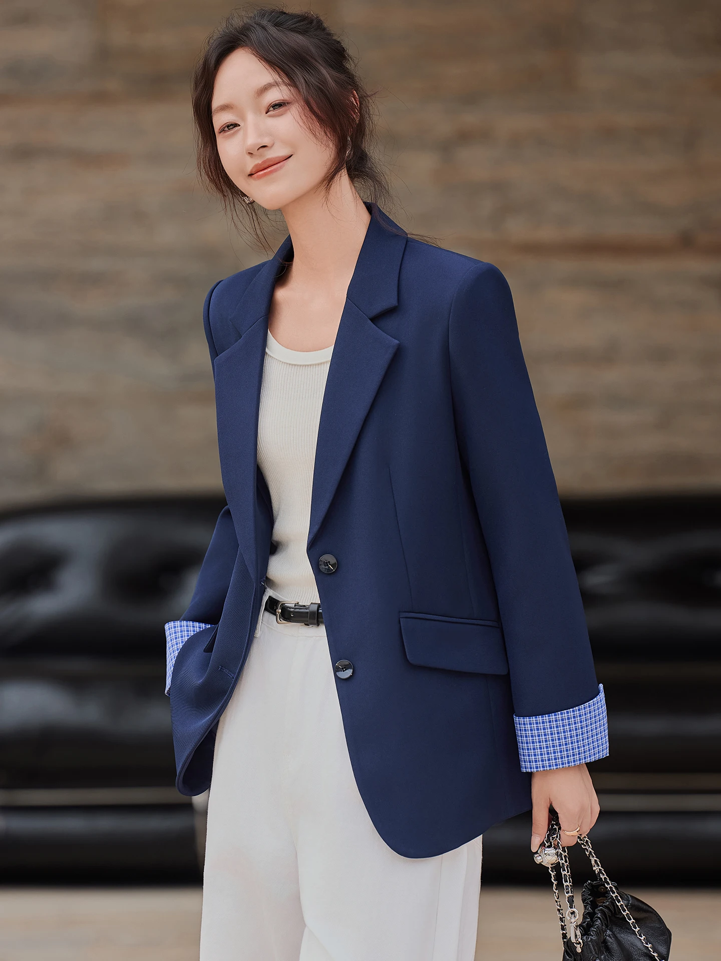 

Женский пиджак Deep Blue: повседневный, модный, в корейском стиле, весна-осень, высокое качество, с пуговицами и карманами, для офиса и повседневной носки.