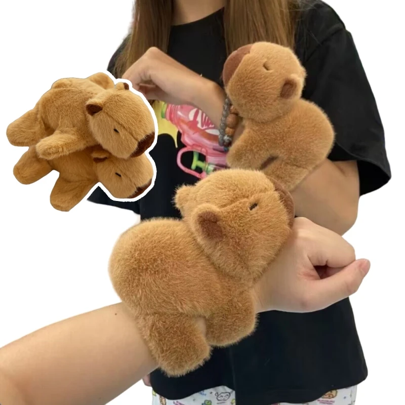 

20cm Fun Capybara Clap Ring Simulation Capybara Plush Toy Bracelet Fixed Curtain Items For Boys And Girls Birthday Gifts