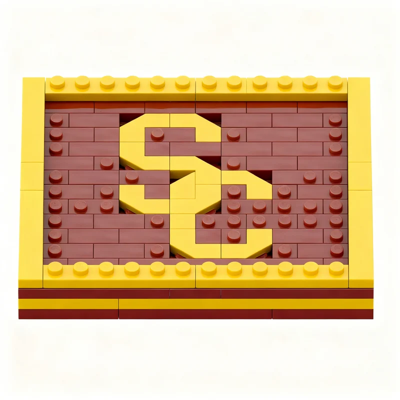 123 peças MOC Gear Houseware University Southern California Coaster, Blocos de Montar de Arquitetura, Presentes de Natal, Ideia de Brinquedo