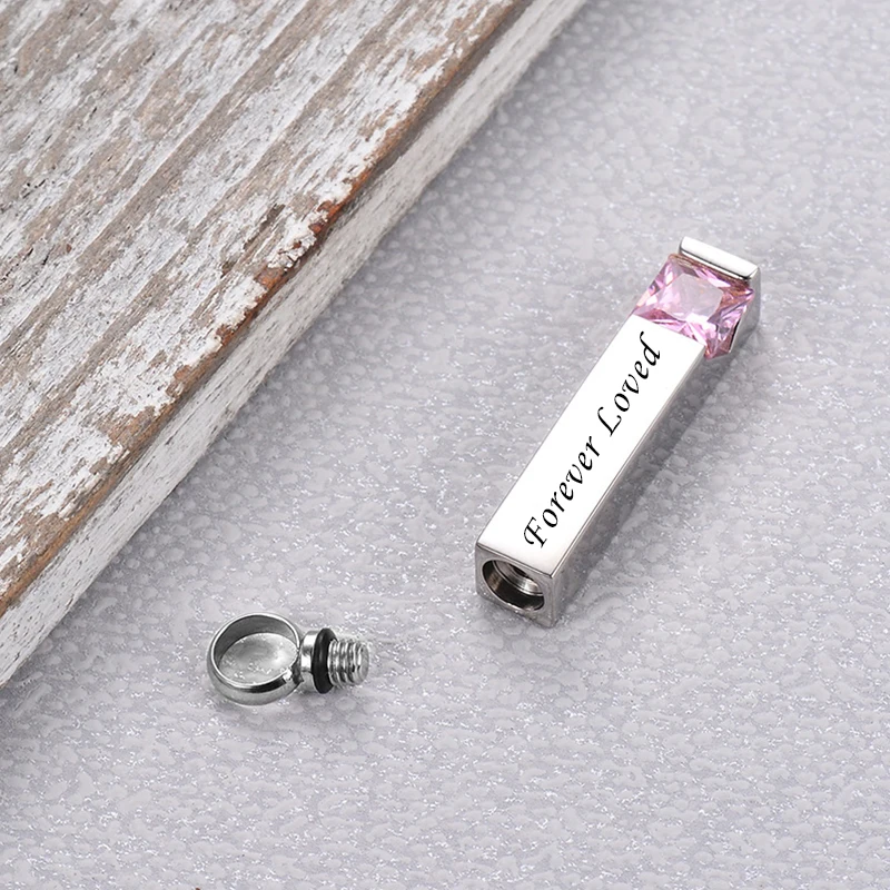 12 Birthstone Necklace Stainless Steel Zircon Openable Urn Pendant For Human Pet Ashes Keepsake For Pet Memorial Supplies