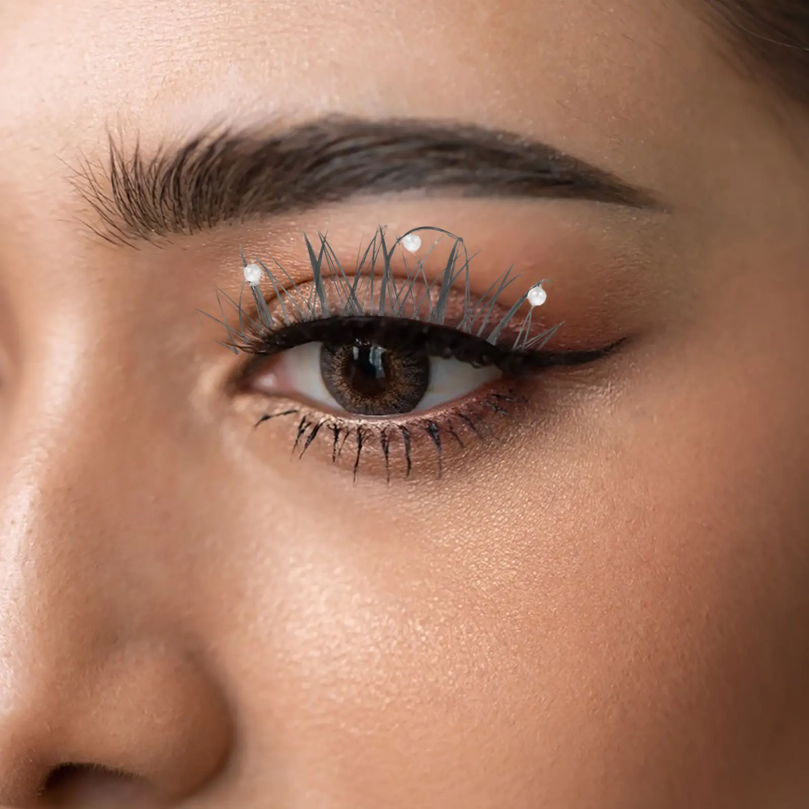 

Pearl False Eyelashes Natural Faux Stage Banquet Manga Cosplay Parties Exaggerated Pearl Design Comfortable Synthetic