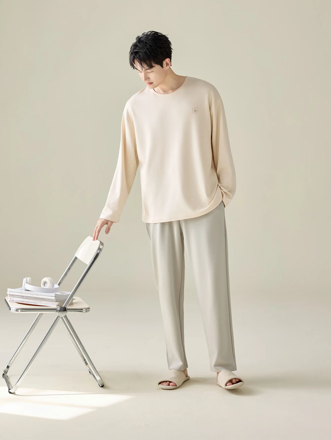 Ropa de dormir 100% algodón de manga larga para hombre, ropa de dormir de talla grande para las cuatro estaciones, conjunto de traje para el hogar de algodón puro para adolescentes para mayor calidez