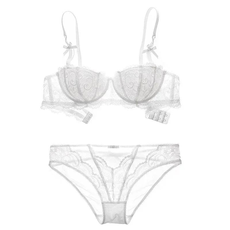 Weihnachtliches Spitzen-BH-Set – Schwarzes und rotes, transparentes Bralette, ultradünnes, halbtransparentes BH-Oberteil im „Pure Desire“-Look, sinnliches Weihnachts-Lingerie-Set für die Größen 32–38