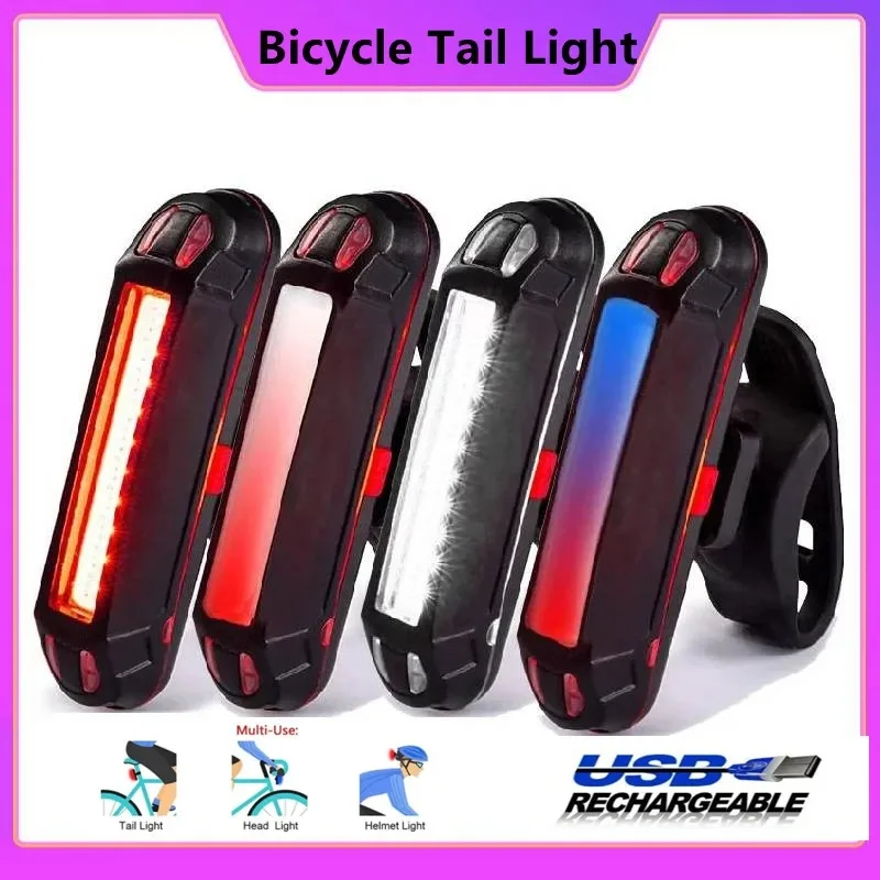 Ultra Bright Bike Tail Light USB Rechargeable Bicycle LED Rear Lamp for Road MTB Helmets Easy to Install for Safety Taillight