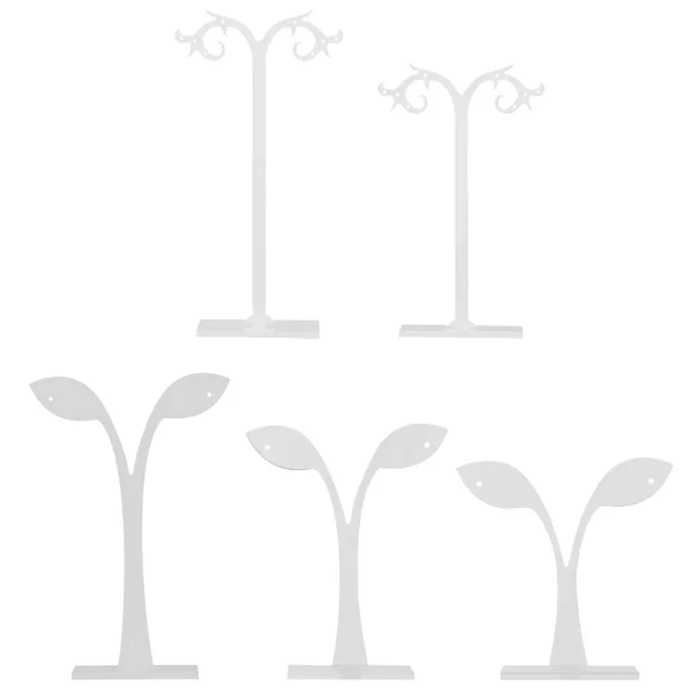 

5Pcs Ear Stud Display Racks Leaf Shaped Carved Acrylic Jewelry Holders Chic Stands for Earrings Neck Rings Home Decoration